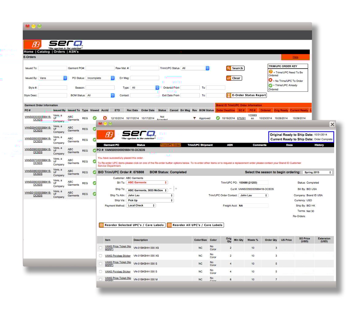 SERO® - Real-time Ordering System with Change Management